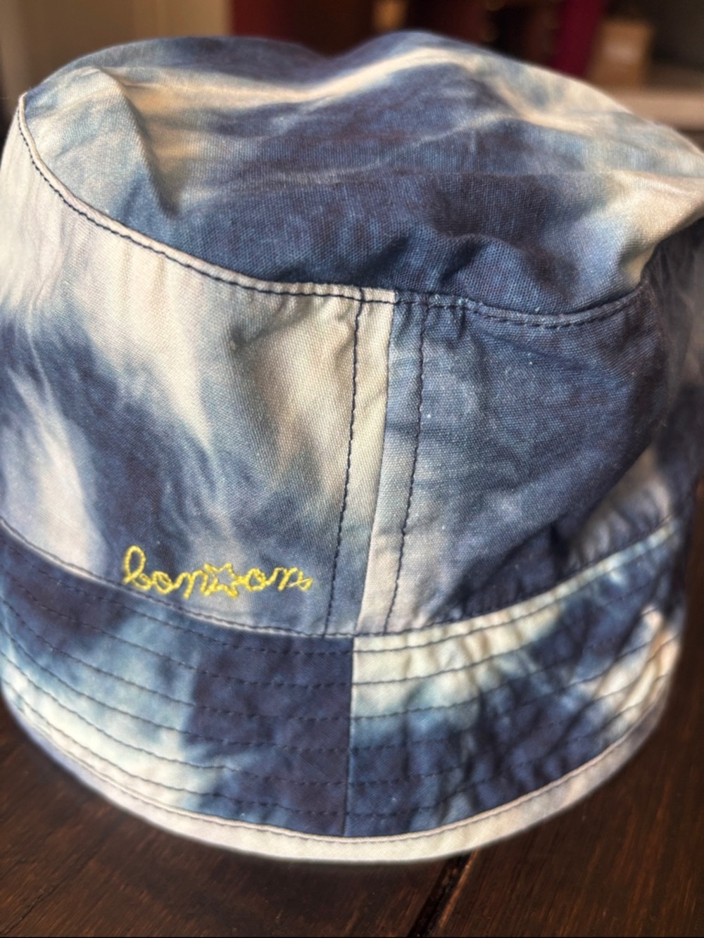 Bonton Blue Tie-Dye Bucket Hat with Yellow Accent